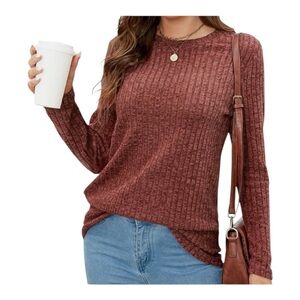 Fantaslook Women's Size XXL Burgundy Ribbed Knit Sweater